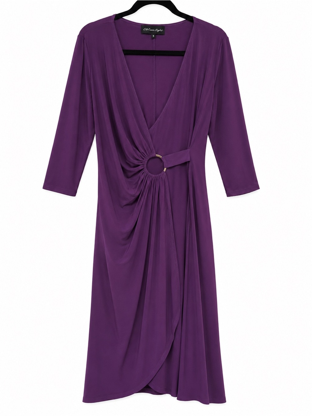 Colleen Lopez Deep Purple Wrap Dress with Waist Ring